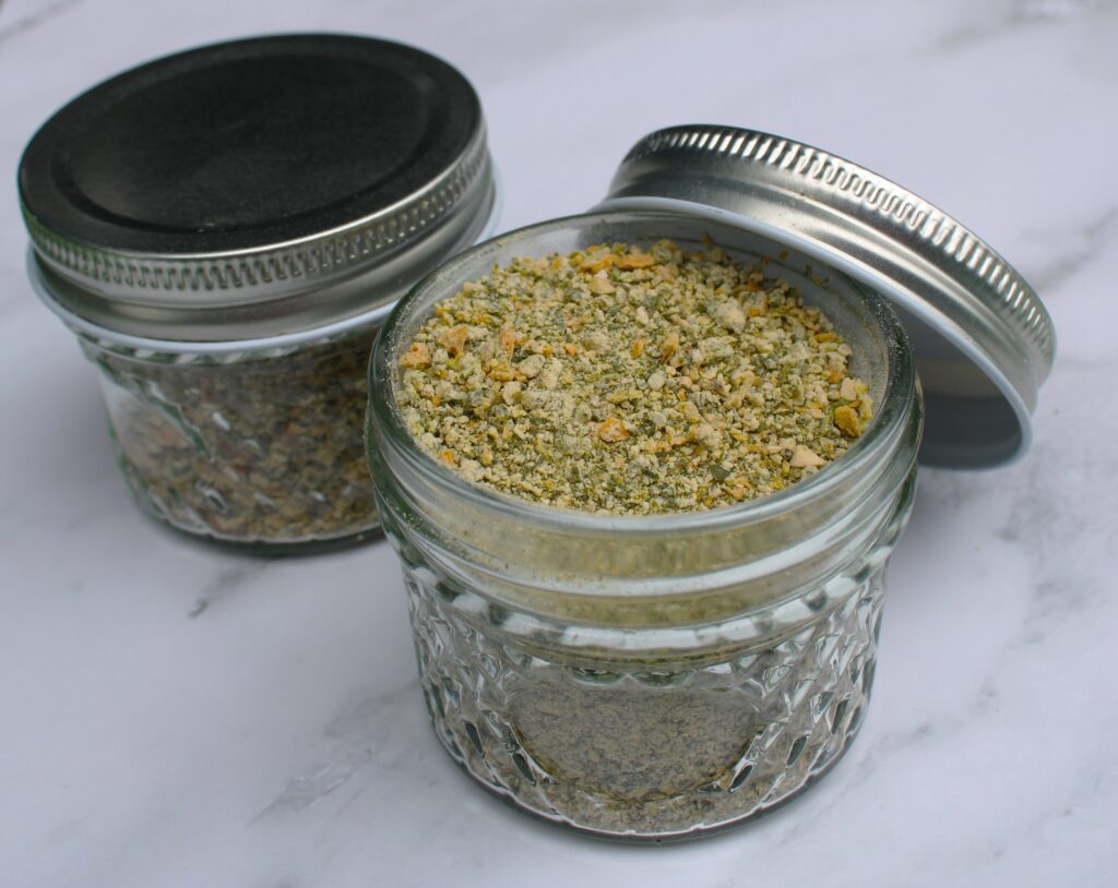 herb salts in a mason jar