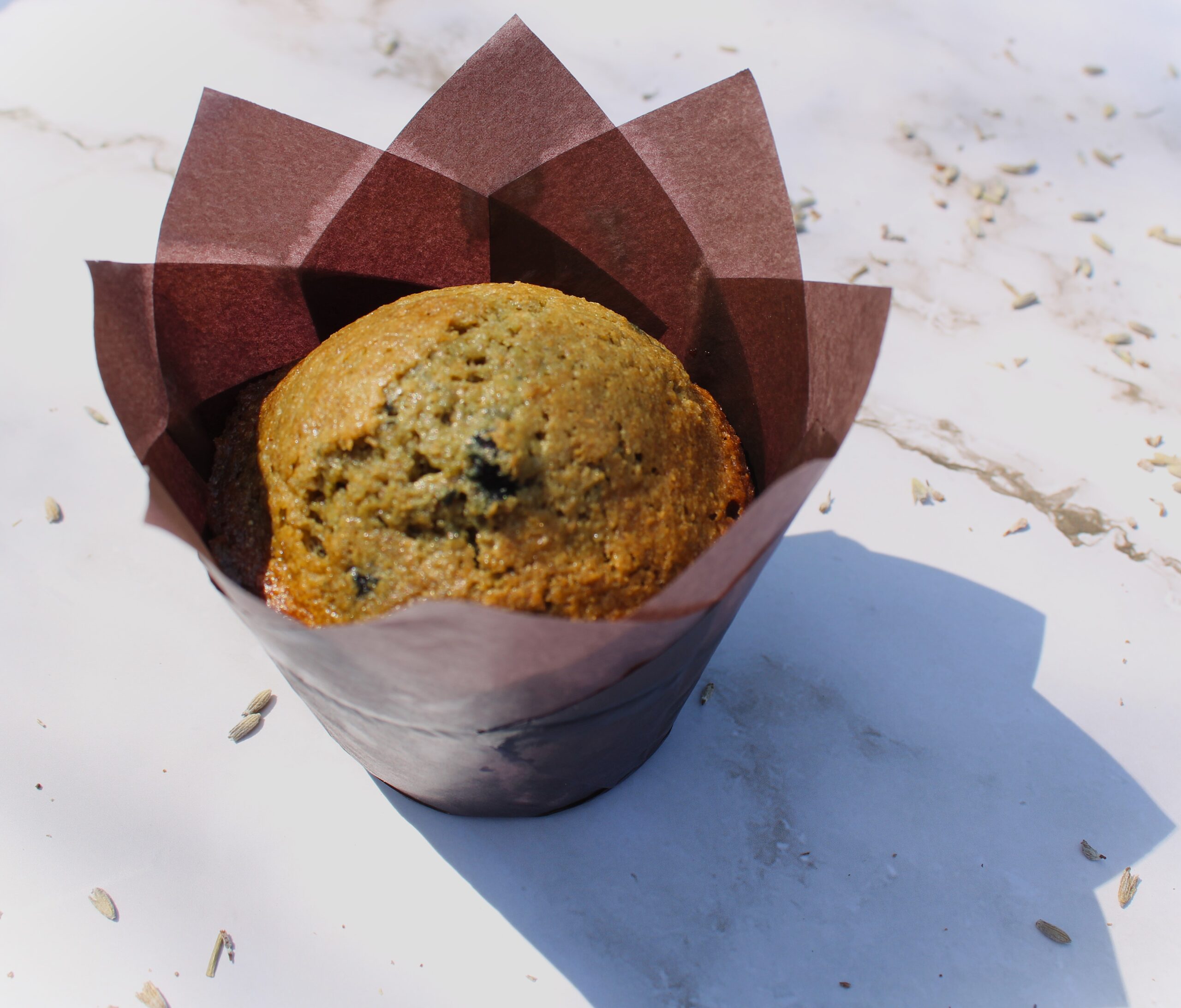 fresh milled flour blueberry muffin
