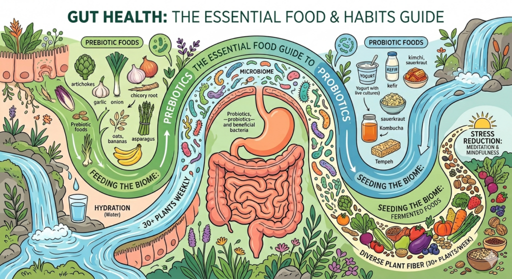 gut health the essential food and habits guide. 